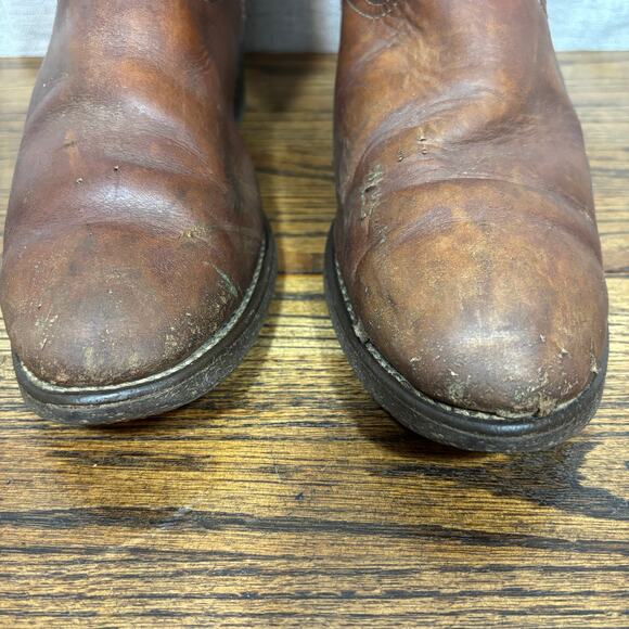 Vintage Brown Leather Roper Cowboy Work Boots Men’s 10.5 EE Western - Picture 5 of 10